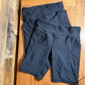 Old Navy High-Waisted PowerSoft Biker Shorts Girls Large 10/12 Black (2 pair)‎
